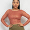 Rosario Foil Mesh Long Sleeve Crop Top