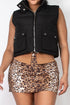 Inez Zip-Up Puffed Pocketed Crop Vest