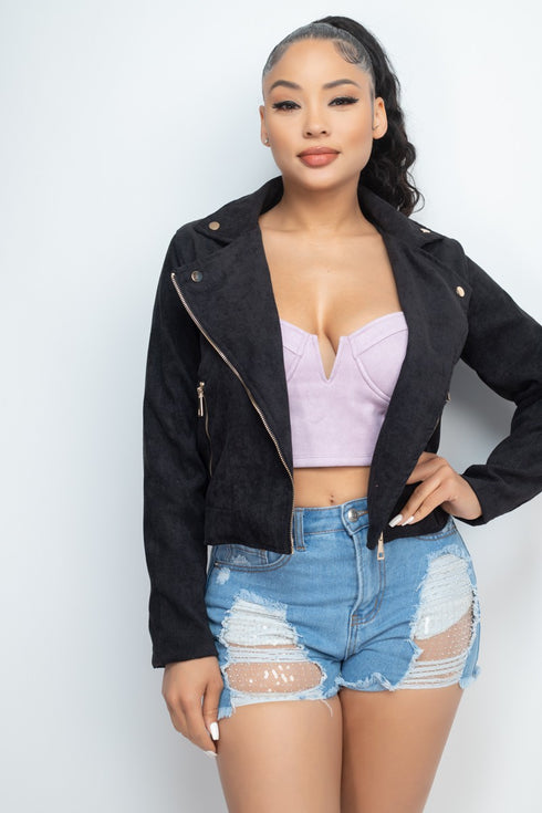 Iris Corduroy Zipper Moto Jacket