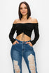 Sarah Drawstring Off Shoulder Sweater/Top