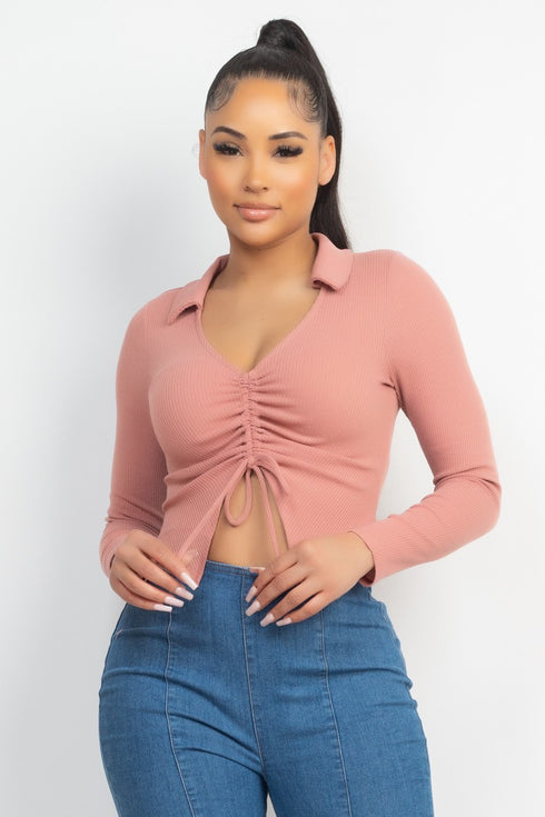 Norma Front Drawstring Crop Top