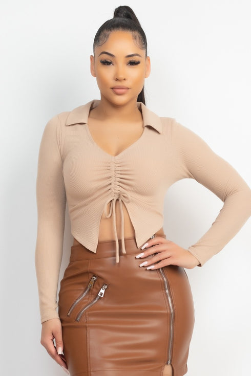 Norma Front Drawstring Crop Top