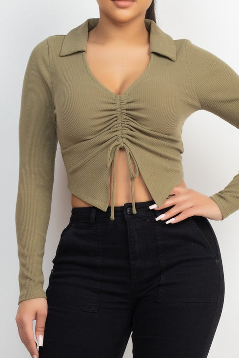 Norma Front Drawstring Crop Top