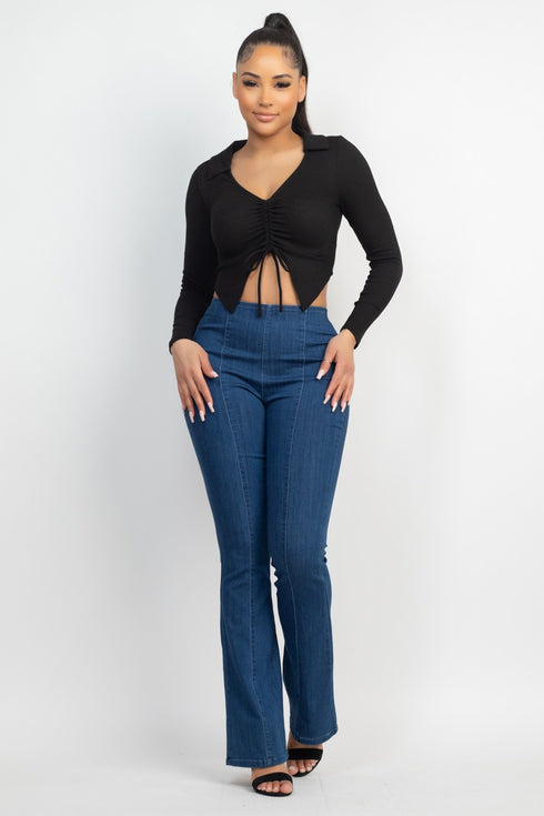 Norma Front Drawstring Crop Top