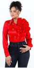 FLORAL APPLIQUE EMBELLISHED BLOUSE