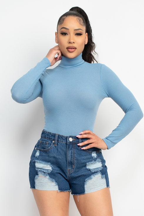 Paulina Long-Sleeve Turtleneck Bodysuit