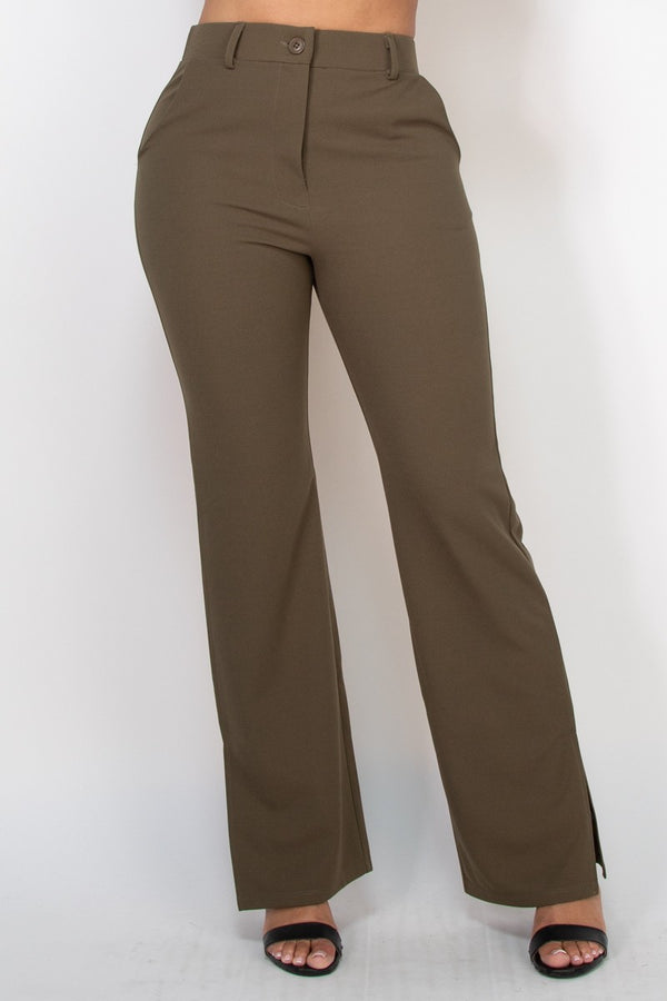 Alondra Elastic Back Side Slit Pants