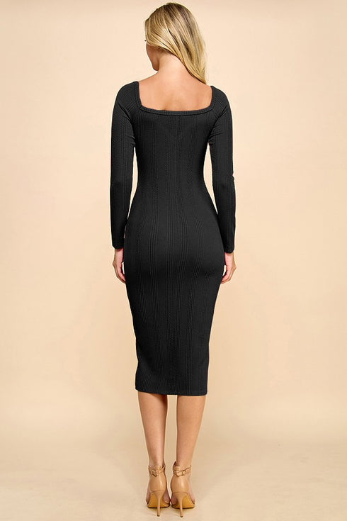 Lucia Sweet Heart Neck Long Sleeve Dress
