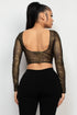 Rosario Foil Mesh Long Sleeve Crop Top