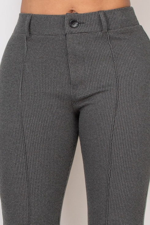 Zulema Houndstooth Flare High-Rise Pants