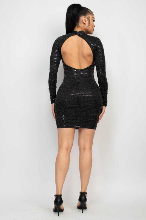 Kate Open-Back Sequin Slinky Bodycon Dress
