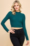 Eliss Mock Neck Smocked Jacquard Crop Top