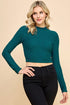 Eliss Mock Neck Smocked Jacquard Crop Top