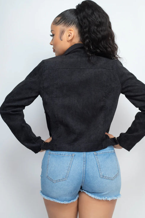 Iris Corduroy Zipper Moto Jacket