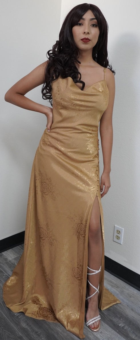 Gold Floral Maxi Dress