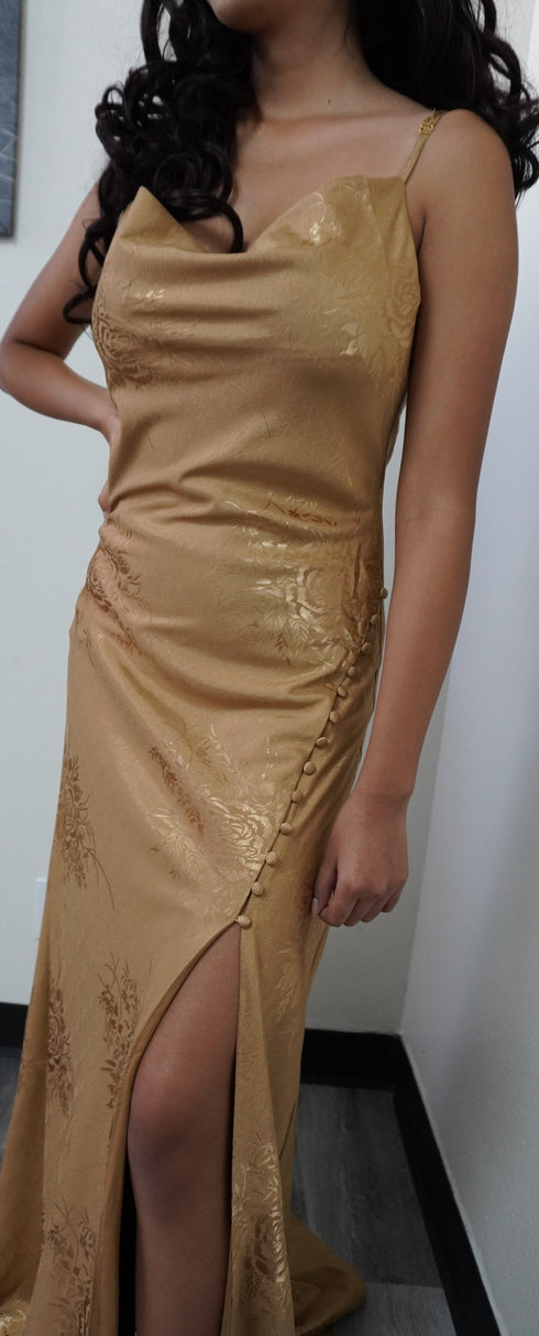 Gold Floral Maxi Dress