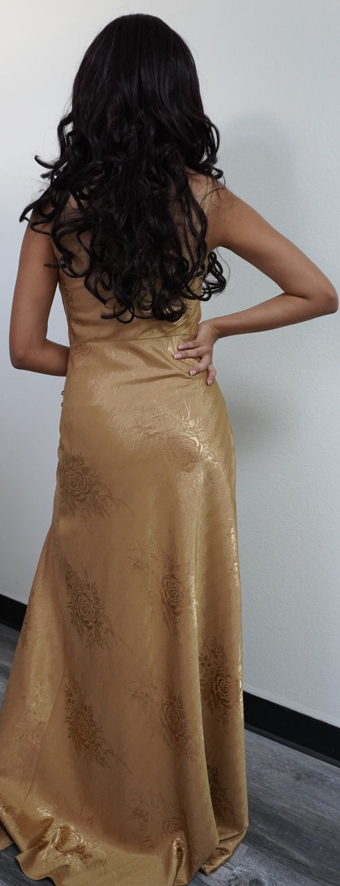 Gold Floral Maxi Dress