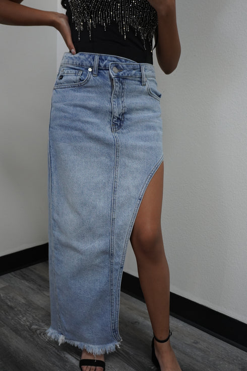 Lola Crossover Side Curve Maxi Skirt