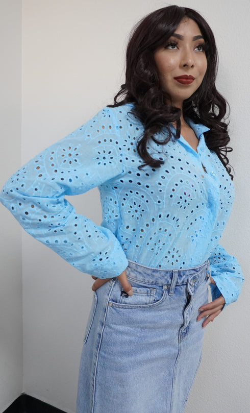 Evelyn Embroidered Long Sleeve Blouse