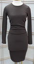 Ivon Side and Back Rushing Rib Long Sleeve Dress