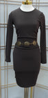 Ivon Side and Back Rushing Rib Long Sleeve Dress