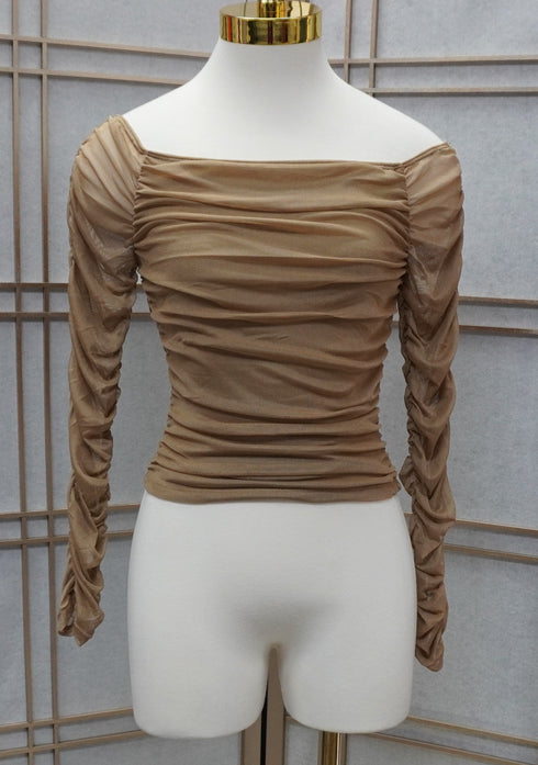 Camila Off The Shoulder Mesh Long Sleeve