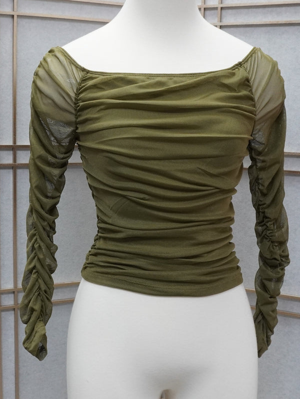 Camila Off The Shoulder Mesh Long Sleeve