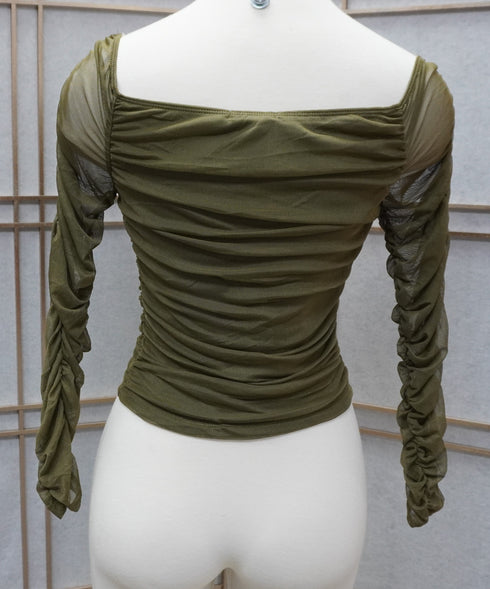 Camila Off The Shoulder Mesh Long Sleeve