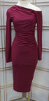 Helen Asymmetry Off Shoulder Side Ruched Midi Dress