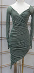 Selina Ruched Mesh Lining Wrap Long Sleeve Dress