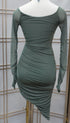 Selina Ruched Mesh Lining Wrap Long Sleeve Dress