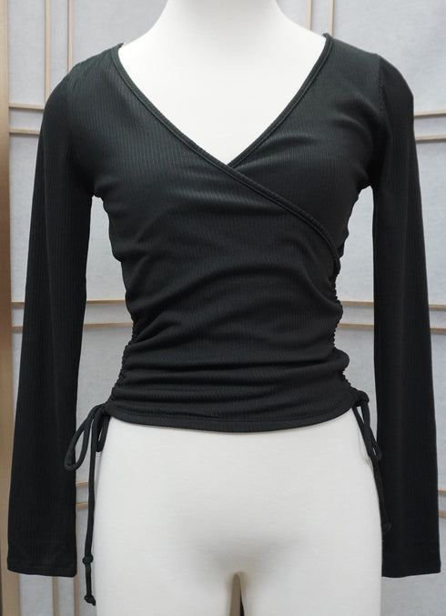 Vivian Wrapping Ribbed Long Sleeve Top