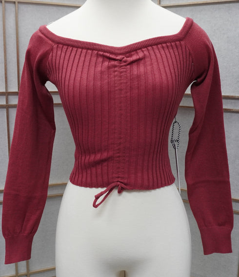 Sarah Drawstring Off Shoulder Sweater/Top