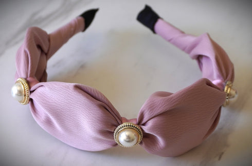 French baroque fashion Hairband wide edge faux pearl ruffle fabric sweet Hair Hoop