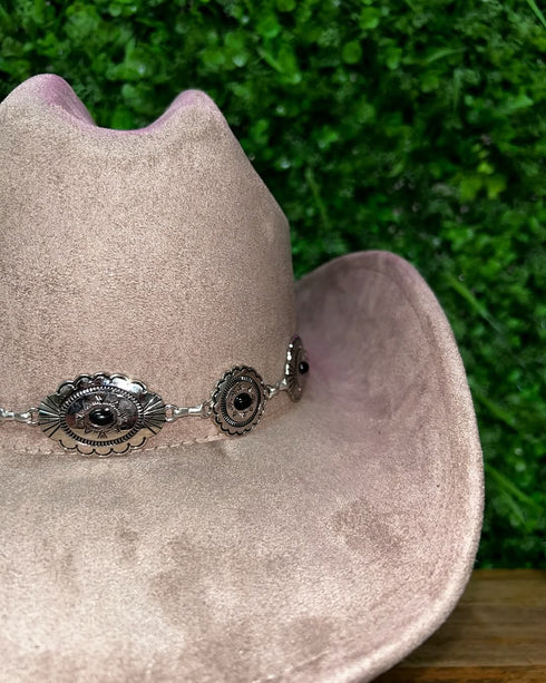 Taupe Cowboy Girl Hat with Metal Conch