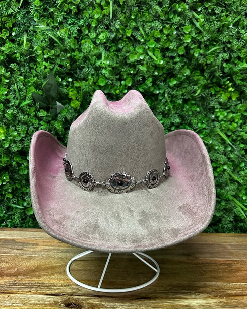 Taupe Cowboy Girl Hat with Metal Conch