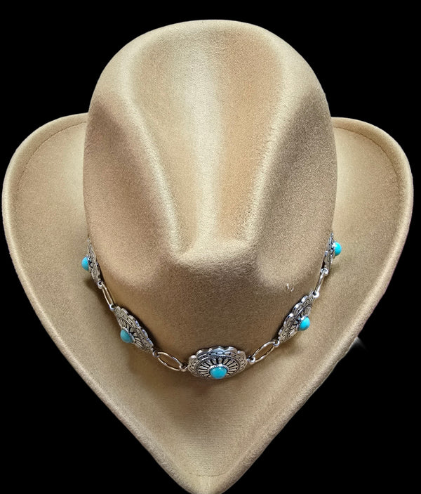 Cowboy Girl Hat with Metal Conch - Tan
