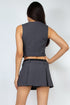 Ariel Buttoned Solid V-Neck Crop Top
