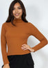 Jimena Ribbed Mock Neck Long Sleeve Top