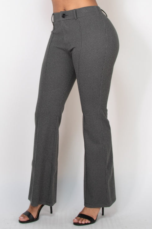 Zulema Houndstooth Flare High-Rise Pants