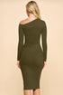 Helen Asymmetry Off Shoulder Side Ruched Midi Dress