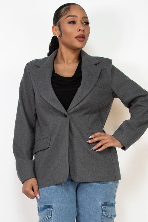 Belen Single-Breasted Herringbone Notch Jacket