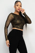 Rosario Foil Mesh Long Sleeve Crop Top