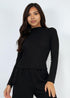 Jimena Ribbed Mock Neck Long Sleeve Top