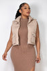 Inez Zip-Up Puffed Pocketed Crop Vest