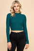 Eliss Mock Neck Smocked Jacquard Crop Top