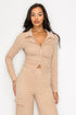 Gloria Zippered Ruched Collared Crop Top/ Sweater