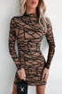 Gabby Geometric Mesh Bodycon Dress (Mocha)