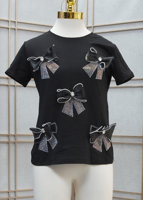 Bow Round Neck Short Sleeve Top